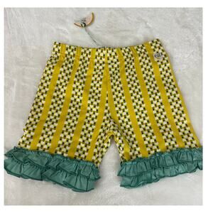 NWT Wild Flowers Ruffle Shorts Girls 8 Yellow Green Spring